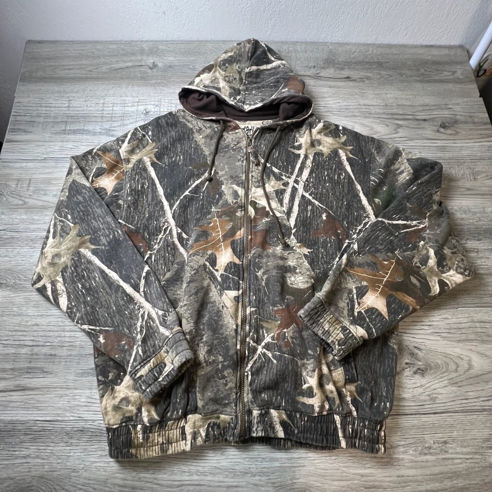 Old Mill Hoodie Mens XL Camo Full Zip Real Tree Hunting Outdoor Sweatshirt‎